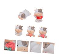 Ipetboom 5 pièces Figurines Résine de Veau et Bœuf Décoratives pour Bureau et Maison Ornements Miniatures Feng Shui pour Table et Étagère de Bureau