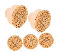 Ipetboom 5 pièces Lot de Crochets Muraux Ronds Rotin Tressé Naturel Crochets Suspendus Robustes et Résistants pour Vêtements Serviettes et Clés Patères Décoratives Multifonctions
