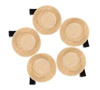 Ipetboom 5 Pièces Petite épingle à cheveux chapeau de paille Bonjour pour filles tout petit accessoires pince cheveux mini pince à cheveux minuscules chapeaux mini-chapeau chiffon Kaki