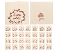 Ipetboom 50 Étiquettes à Coudre Faites Main en Coton Beige Motif Couronne Étiquettes Textiles pour Vêtements Paquet et Loisirs Créatifs Compatibles Couture et Tricot Lot DIY Arts et