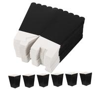 Ipetboom 50 Pièces Boîtes à Popcorn Papier Noir Pliables Boîtes à Friandises Élégantes et Résistantes Graisse pour et Mariages