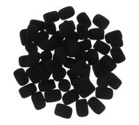 Ipetboom 50pcs Couvre-micro en Mousse Noire Haute Densité pour Microphone Casque et Cravate, de Bruit, Installation Facile, pour Enseignement en Extérieur et Discours
