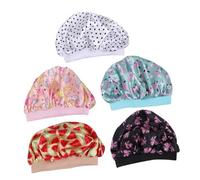 Ipetboom 5pièces Bonnet De Nuit Pour Garçon Fille Satin Imprimé Turban Élastique à Large Bord Protection Cheveux Pendant Sommeil Ajustable Pour Garçons Et Filles