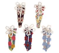 Ipetboom 5pièces Lot De Pinces à Cheveux à Motifs Floraux Avec Fausses Perles Accessoires De Coiffure Pour Femmes Barrettes à Cheveux Décoratives