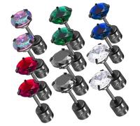 Ipetboom 6 Paires De Boucles D'Oreilles À Tige En Zircone Colorée Boucles D'Oreilles Rondes Percées Boucles D'Oreilles À Tige En Titane Boucles D'Oreilles À Vis