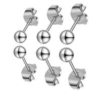 Ipetboom 6 pièces Boucles Oreilles Boule Acier Inoxydable Clous Oreilles et Confortables pour Femmes Bijoux Piercing Cartilage Argentés Adaptés Fêtes et Occasions