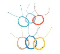 Ipetboom 6 pièces Bracelet Tressé Élastique Corde Cirée Été Bijoux Artisanaux Bracelets Amitié avec Perles Accessoire pour Plage et