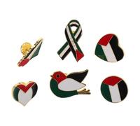 Ipetboom 6 Pièces Broches Palestine Alliage Badges Drapeau Forme de Cœur Épingles pour Sacs Vêtements et Décorations Symboles Culturels pour Événements et Cadeaux