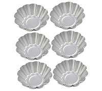 Ipetboom 6 pièces Moule à Tartelettes Alliage Aluminium Moule à Cupcakes Réutilisable Antiadhésif Forme Fleur pour Cuisson Gâteaux et