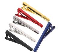 Ipetboom 6 Pièces Pinces à Cravate Homme avec Finition Miroir et Rayures Diagonales Clips Élégants pour Costume Accessoires de Mariage et Bureau Lot Or Noir Argent Bleu Rouge Foncé