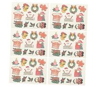 Ipetboom 6feuilles Planches Autocollants De Noël Pour Garçon Fille Tatouages Éphémères Autocollants Tatouages Temporaires Stickers Visage Et Corps Motifs De Dessins Animés