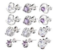 Ipetboom 6paires Lot de Boucles Oreilles Cœur Fleur Zircon pour Femmes Bijoux Oreilles Accessoires