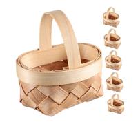 Ipetboom 6pièces Mini Paniers Tressés Bois Pour Bonbons Panier De Rangement Pour Cadeau Copeaux De Bois Décoratif