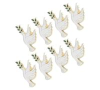 Ipetboom 8 Pièces Broche Compact Oiseau Blanc en Alliage de Zinc avec Branche D'olivier, Symbole de Paix Design Élégant Présent pour Paquet et Trousses pour Événements Spéciaux