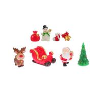 Ipetboom 8 Pièces Décorations de Noël Résine avec Père Noël Sapin Renne et Traîneau Ornements Charmants pour Table et Maison Ambiance Joyeuse pour