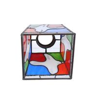 Ipetboom Abat-jour Carré en Verre Vitrail Motif Colombe, Diamètre 42 Mm, Abat-jour Suspendu et Mural, Diffuseur de Lumière pour Lampe de Table et Lampadaire, Remplacement Abat-jour en Verre