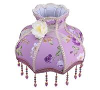 Ipetboom Abat-Jour en Tissu Lilas Pendentifs Floraux Abat-Jour Cylindrique pour Petite Lampe D’Intérieur Compatible Lampe de Bureau et Lampadaire Décoration Dentelle Romantique Style