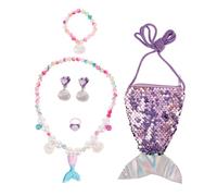 Ipetboom Adorable Parure De Bijoux Petite Sirène Pour Filles 6 Pièces Collier Bracelet Boucles Doreilles