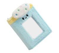 Ipetboom Album Photo en Peluche 3 Pouces Bleu Mini Livre Photo Carré 1 Case Protège Cartes Rangement pour Souvenirs Maison Collection et Voyage