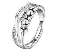 Ipetboom Anneau Créatif à Trois Anneaux Bagues Pour Femmes Réglables Bijoux Bague Dames Anneaux Bague Femme Bagues Pour Filles Anneaux De Déclaration Cuivre Silver