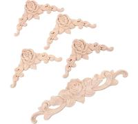 Ipetboom Applique Décorative en Bois Sculpté Style Européen, Ensemble de 5 Incrustations Sculptées pour Meubles, Armoire, Porte ou Placard, Finition Naturelle, Décor Mural Élégant