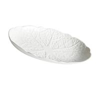 Ipetboom Assiette à Poisson Céramique Plat de Service Ovale pour Cuisson Vapeur et Alimentaire Décor Relief Chou Chinois Polyvalente pour Maison et Restaurant