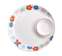 Ipetboom Assiette Compartimentée en Céramique 10 Pouces Résistante Haute Température Assiette Simple pour et Déjeuner Maison pour Sauces et Plats Séparés