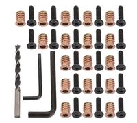 Ipetboom Assortiment de 50 Inserts Filetés Métalliques pour Meubles en Bois 2 Clés et 1 Foret Kit Complet de Fixation Robuste pour Assemblage et Réparation Résistance à L’Humidité
