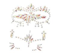 Ipetboom Autocollants Pierres Précieuses Lumineuses Visage 3 Pièces Modèles Variés Tatouages Faciaux Phosphorescents Halloween Fête Carnaval