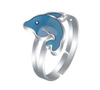 Ipetboom Bague Dauphin Ajustable Thermochromique Anneau Cartoon Changeant de Couleur Selon Humeur Bague Mode Garçon Fille et Adulte Alliage Zinc et Acrylique Design Mignon et Unique