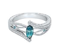 Ipetboom Bague Pour Femme Couleur Argent Bague Délicate Pour Mariage Et Fête Bleu Lac Numéro