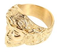 Ipetboom Bague Visage Jésus Gravée En Acier Inoxydable Doré, Bague Chrétienne Vintage Pour Homme, Taille 12, Accessoire Religieux, Usage Quotidien Et Cérémonies
