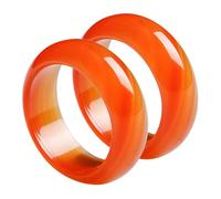 Ipetboom Bagues en Pierre Naturelle Agate Cornaline Lot de 2 Femme Alliances Couple Présent Symbolique Mariage Anniversaire Surface Intérieure Polie Ajustement Confortable 16-18Mm