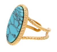 Ipetboom Bagues Turquoise Ajustables pour Femmes - Bague Vintage Bohème Pierre Ovale Bleu-Vert - Anneau Ouvert Empilable en Métal Doré Résistant à L’Oxydation - Accessoire Mode Océan