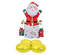 Ipetboom Ballon Père Noël Autoportant en Aluminium Décoration Gonflable Résistante aux Intempéries pour Fête de Noël en Centre Commercial et Jardin Figurine Festive Légère et Stable