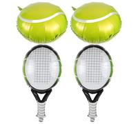 Ipetboom Ballons de Tennis Gonflables 18 Pouces 4 Pièces en Aluminium Vert et Noir Décorations Sportives Suspendues pour Fêtes D’Anniversaire Thème Tennis Raquettes et Balles Réalistes