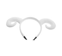 Ipetboom Bandeau Corne du Diable coiffe en corne bandeau en corne de mouton casque de cornes accessoire de fête cornes bandeau cosplay coiffe d'Halloween Casque de fête coton blanche