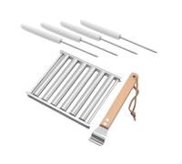 Ipetboom Barbecue Acier Inoxydable avec Amovibles et Poignée Support Roulante pour Hot Dogs et Saucisses Rack pour Camping et Barbecue Extérieur