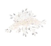 Ipetboom Barrette peigne de mariée en strass - Pince à cheveux argentée - Barrette à fleurs de mariage - Accessoires pour cheveux vintage en cristal