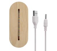 Ipetboom Base d'Affichage à LED Ovale en Bois de Hêtre Éclairage USB Chaud Socle Lumineux pour Présentoir 3D Support Décoratif pour Verre Cristal et Objets d'Art Usage Intérieur Bureau