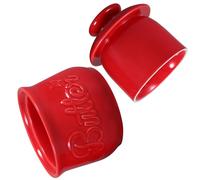 Ipetboom Beurrier Céramique Rouge avec Couvercle, Grand Pot Multifonctionnel pour Conserver la Fraîcheur du Beurre, Rangement Élégant Cuisine et Plan de Travail