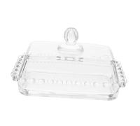 Ipetboom Boîte à Beurre Verre avec Couvercle Poussière Plateau de Rangement Polyvalent pour Fromage et Condiments Facile à Nettoyer Adaptée Cuisine et Restauration