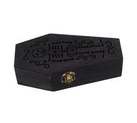 Ipetboom Boîte à Bijoux Forme Cercueil Noire avec Motif Squelette Organisateur Polyvalent pour Halloween Rangement Multi-usage pour Bagues Boucles Oreilles et Petits Objets