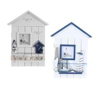 Ipetboom Boîte à Clés Murale en Mdf 2pcs Forme Maison Style Méditerranéen Léger et Pratique pour Couloirs et Chambres Décoration Murale Originale