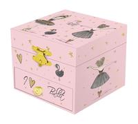 Ipetboom Boîte à musique ballerine avec miroir 4 pouces Boîte à bijoux musicale cygne avec organisateur double couche ballerine rotative pour maquillage bijoux cadeaux d'anniversaire
