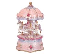 Ipetboom Boîte à Musique Carrousel Résine avec Lumière LED Changeante Cheval Tournant Vintage Cadeau Anniversaire et Noël pour Garçon Fille et Adultes