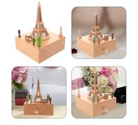 Ipetboom Boîte à Musique en Bois avec Tour Eiffel Créative Carrousel Musical Lumineux à Remontoir Décoration Romantique pour Filles et Anniversaires Présent Saint-Valentin et Fête