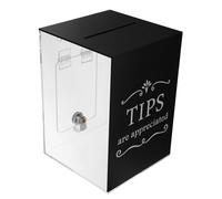 Ipetboom Boîte à Pourboires en Acrylique Noire avec Serrure Boîte de Rangement Sécurisée pour Bars et Restaurants Collecteur de Dons et Suggestions Usage Polyvalent et Solide