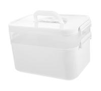 Ipetboom Boîte De Rangement De Manucure Double Couche En Pp Blanc Poignée Pour Stockage D’outils Et Gel à Ongles, Pour Usage Professionnel Et Domestique