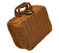 Ipetboom Boîte de Rangement Tissée Portable Style Vintage Organisateur Cosmétique Multifonction avec Poignée Panier Tressé Décoratif pour Maison et Voyage Petite Valise Pratique